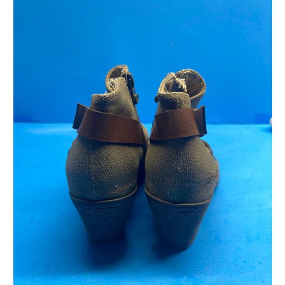 Blowfish Malibu Boots Women's 6.5 Ankle Booties Olive Green Canvas Zip Up Casual - Picture 2 of 10